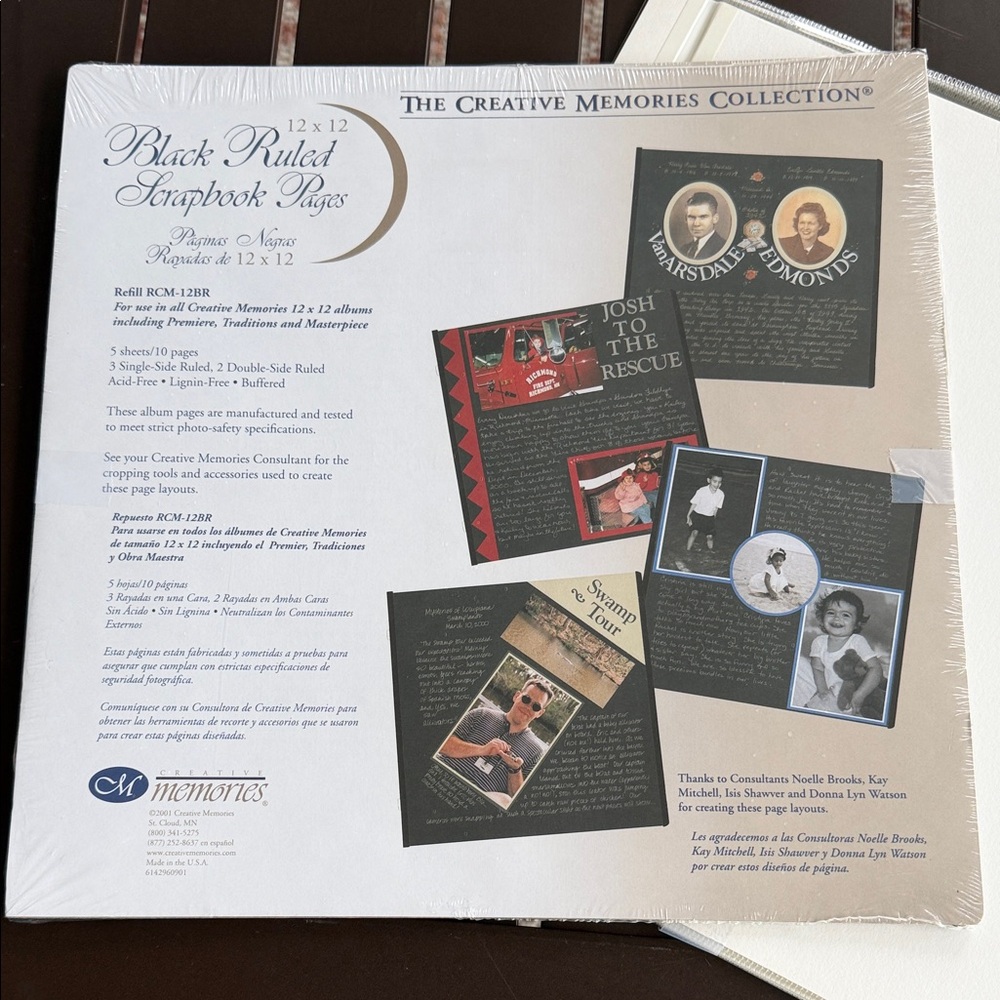 The Creative Memories Black Ruled 12x12 Scrapbook Pages with 5 Sheet protectors